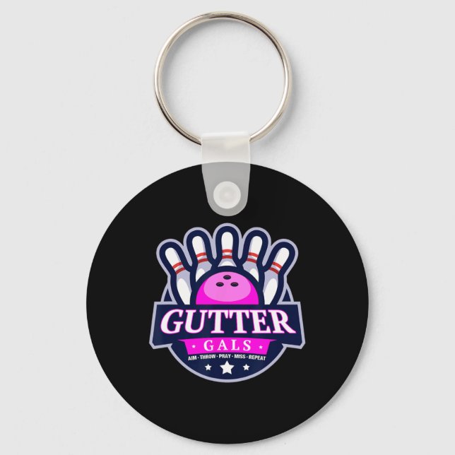 Gutter Gals Funny Bowling Team Name Women Matching Key Ring (Front)