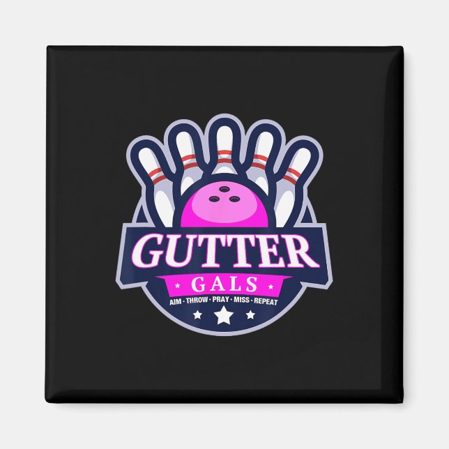 Gutter Gals Funny Bowling Team Name Women Matching Magnet (Front)
