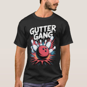 Gutter Gang Bowling Ball Strike Squad Graffiti Pin T-Shirt