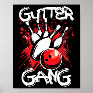 Gutter Gang Bowling Player Strike Bowler Matching Poster