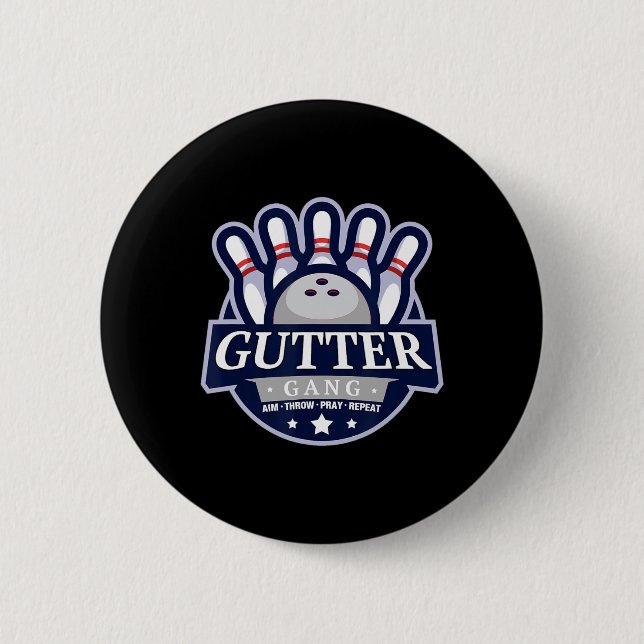 Gutter Gang Bowling Team Name Matching Funny  6 Cm Round Badge (Front)