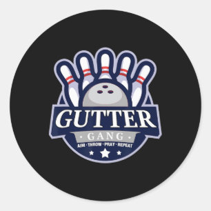 Gutter Gang Bowling Team Name Matching Funny  Classic Round Sticker