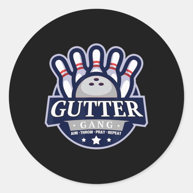 Gutter Gang Bowling Team Name Matching Funny  Classic Round Sticker (Front)