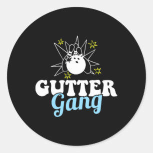 Gutter Gang Funny Bowling Team Club Coach Bowler H Classic Round Sticker