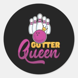 Gutter Queen Bowling Pins With Bowling Ll For Bowl Classic Round Sticker