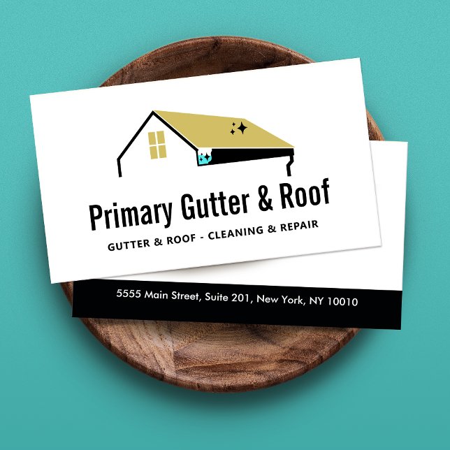Gutter Roof Cleaning & Repair Construction Business Card (Creator Uploaded)