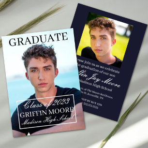 Guy Grad Modern Photo Graduation Invitation 