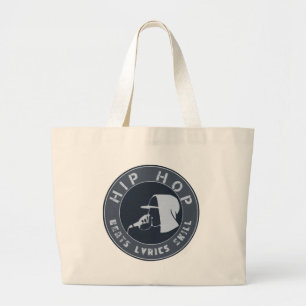 GUY IN HOODIE RAPPING ON THE MIC LARGE TOTE BAG