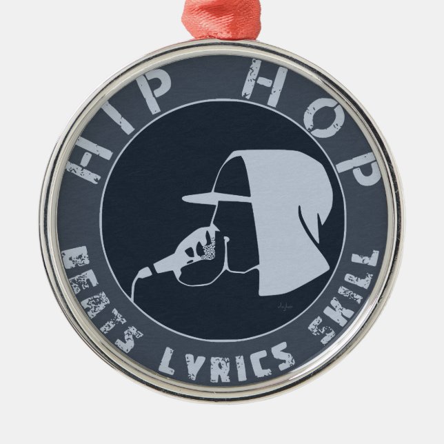 GUY IN HOODIE RAPPING ON THE MIC METAL TREE DECORATION (Front)
