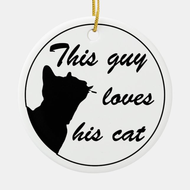 Guy loves cat ceramic tree decoration (Front)