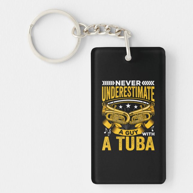 Guy With A Tuba Expert Musician Player Music Key Ring (Front)
