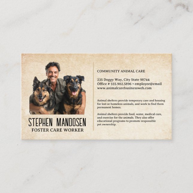 Guy with Two Pet Dogs  Business Card (Front)