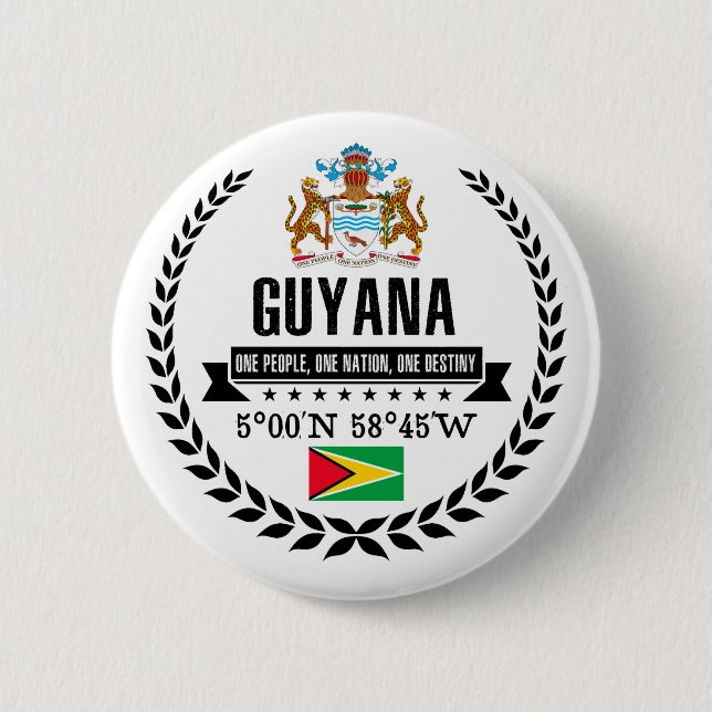 Guyana 6 Cm Round Badge (Front)