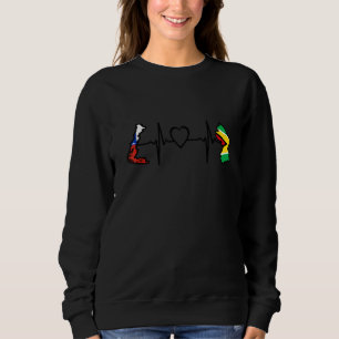 Guyana Chile Flag Guyanese Chilean Heartbeat Sweatshirt