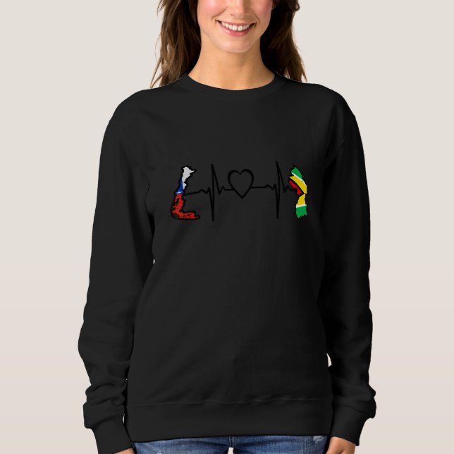 Guyana Chile Flag Guyanese Chilean Heartbeat Sweatshirt (Front)