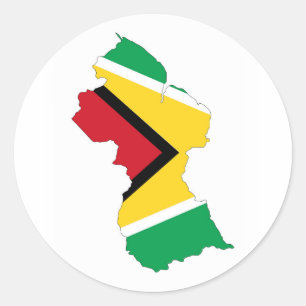 guyana country flag map shape symbol classic round sticker