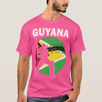 Guyana Cricket Fans Guyanese Flag Cricket Player T-Shirt