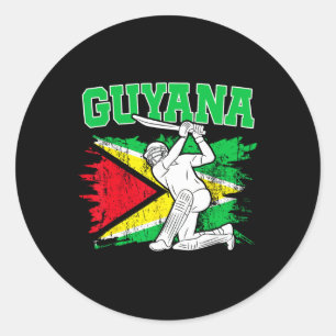 Guyana Cricket Patriotic Woman Guyanese Cricket Me Classic Round Sticker