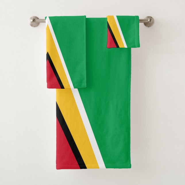 Guyana flag bath towel set (Insitu)