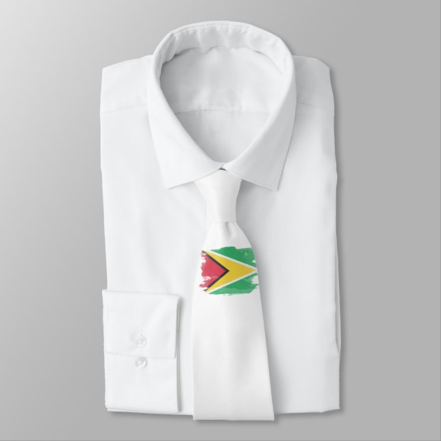 Guyana flag brush stroke, national flag tie (Tied)