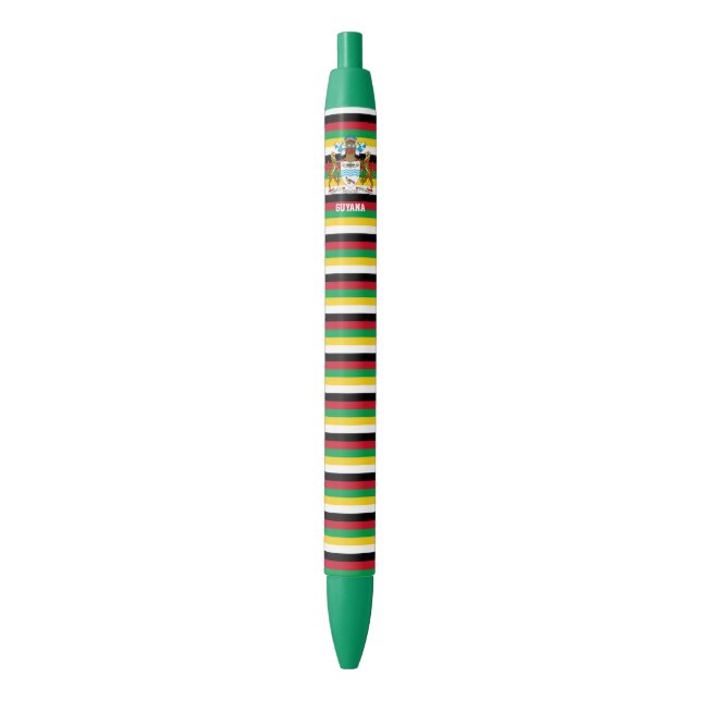 Guyana Flag Cute Patriotic Black Ink Pen (Front Vertical)