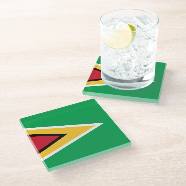 Guyana flag glass coaster (Angled)