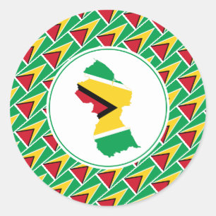 GUYANA FLAG Guyanese Map Stylish Patriotic Classic Round Sticker