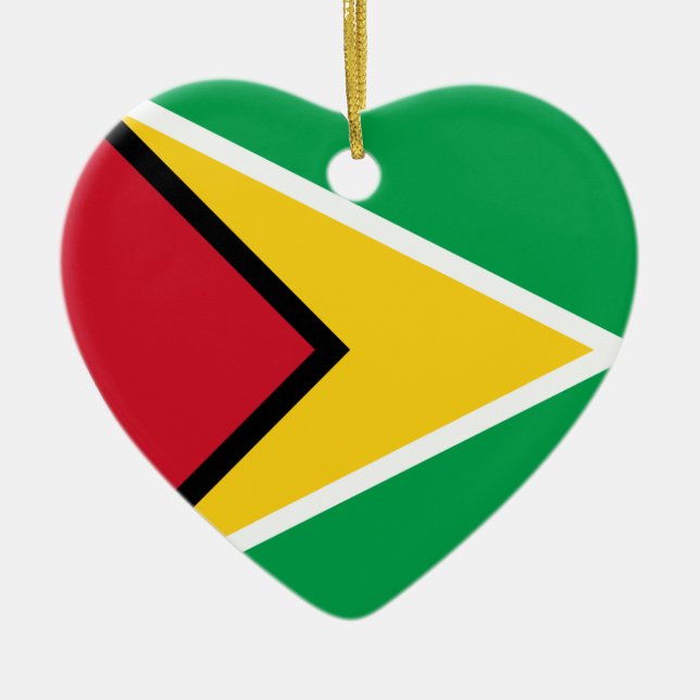Guyana Flag Heart Ceramic Tree Decoration (Front)