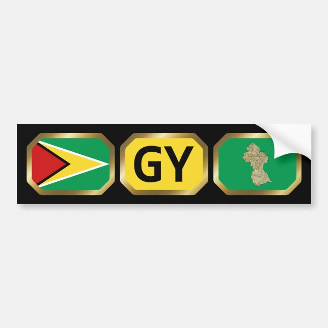 Guyana Flag Map Code Bumper Sticker (Front)