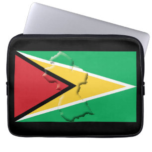 GUYANA Flag Map Patriotic Computer BLACK Laptop Sleeve