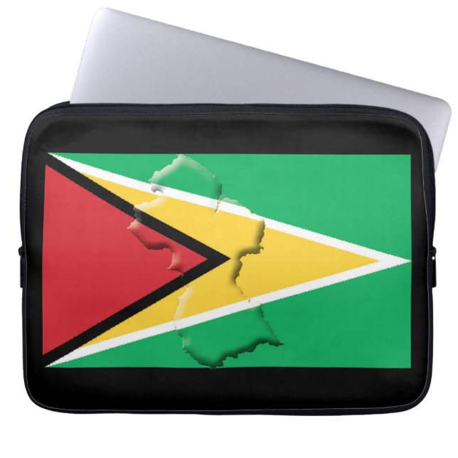 GUYANA Flag Map Patriotic Computer BLACK Laptop Sleeve (Front)