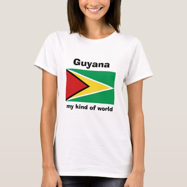 Guyana Flag + Map + Text T-Shirt (Front)