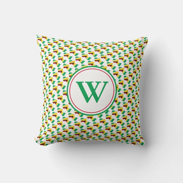 GUYANA Flag Monogram Custom Guyanese Cushion (Front)