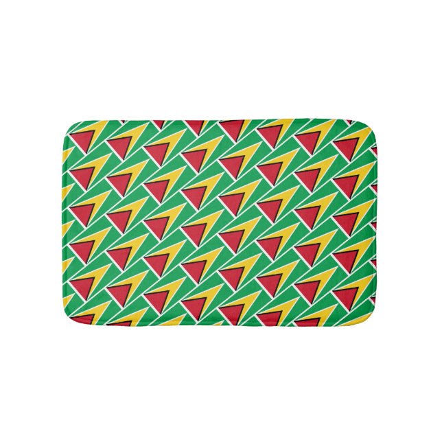 GUYANA FLAG Patriotic Geometric Modern Guyanese Bath Mat (Front)