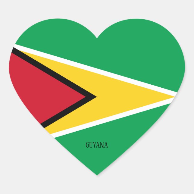 Guyana Flag Patriotic Heart Sticker (Front)