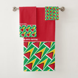 GUYANA FLAG Personalised Scripture RED Bath Towel Set