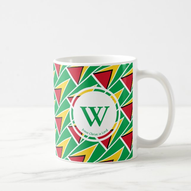 GUYANA FLAG Stylish Custom MONOGRAM Guyanese Coffee Mug (Right)