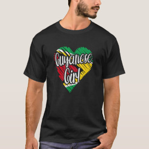 Guyana For Girl Guyanese Heart Flag For Women Guya T-Shirt