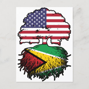 Guyana Guyanese American USA Tree Roots Flag Postcard