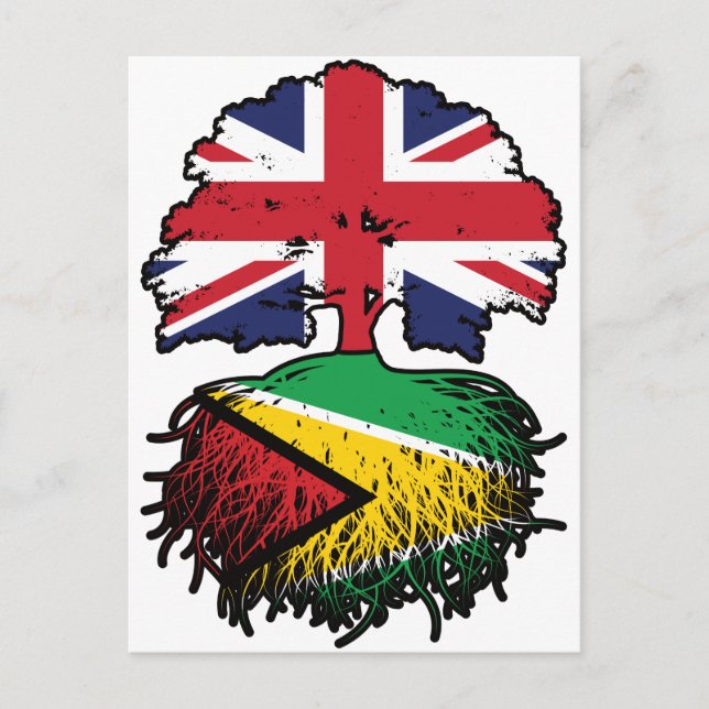 Guyana Guyanese British UK Tree Roots Flag Postcard (Front)