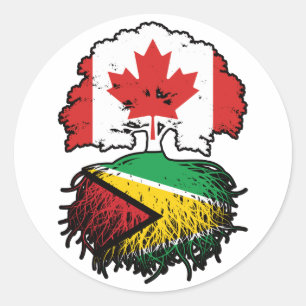 Guyana Guyanese Canadian Canada Tree Roots Flag Classic Round Sticker