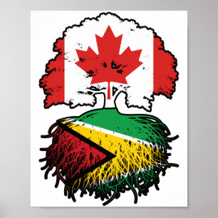 Guyana Guyanese Canadian Canada Tree Roots Flag Poster