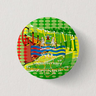 Guyana, Happy 50th Anniversary Independence ‘Lo 3 Cm Round Badge