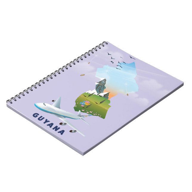 Guyana illustrated map poster notebook (Left Side)