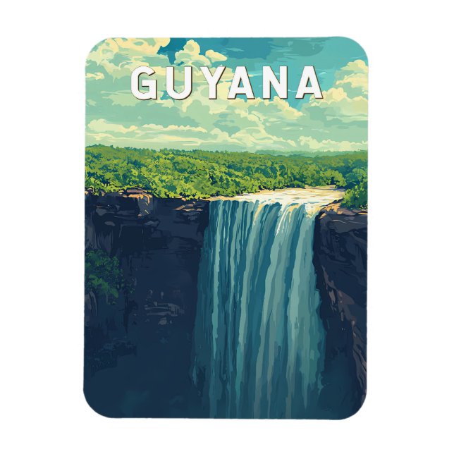 Guyana Illustration Travel Art Vintage Magnet (Vertical)