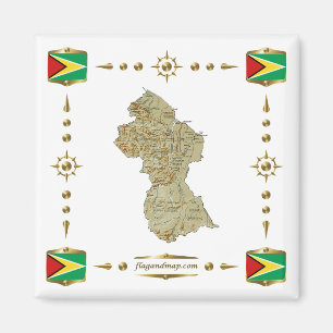 Guyana Map + Flags Magnet