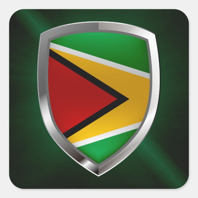 Guyana Mettalic Emblem Square Sticker (Front)