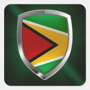 Guyana Mettalic Emblem Square Sticker