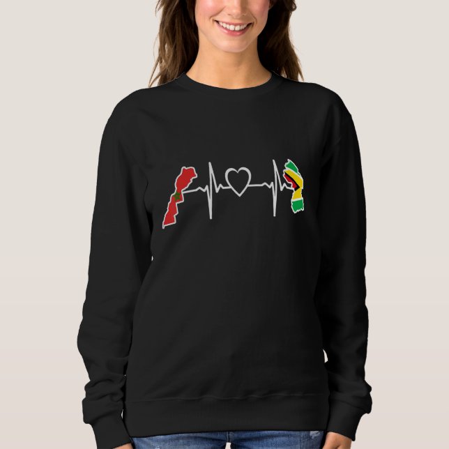 Guyana Morocco Flag Guyanese Moroccan Heartbeat Sweatshirt (Front)