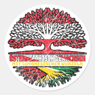 Guyana Österreichisch Österreich Baum Classic Round Sticker